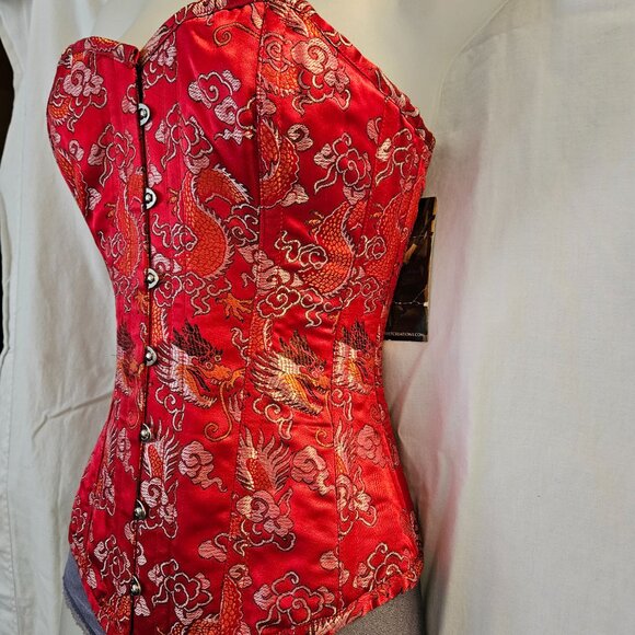NEW VINTAGE XS Dangerous Liaison TIGHT LACING Corset RED Dragon - Picture 4 of 14